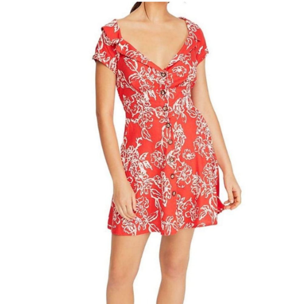 Free People A Thing Called Love Mini Dress Red Combo size 0